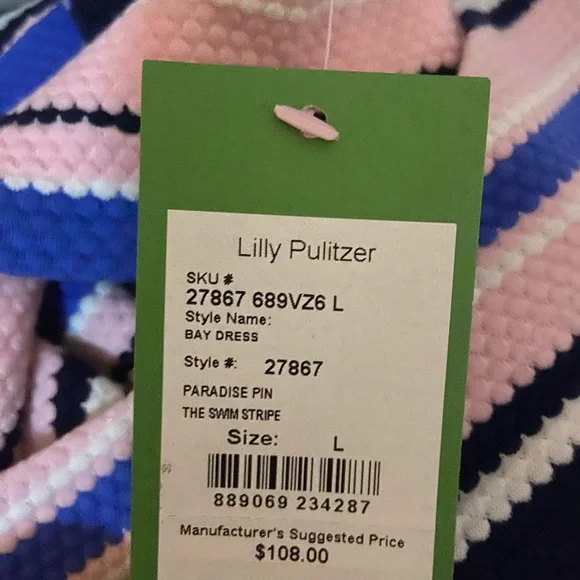 Lilly Pulitzer Paradise Pin the Swim Stripe shift dress NWT size Large - Picture 6 of 7